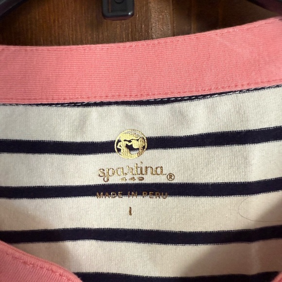 Spartina 449 Black and White Striped Dress with Pink Accents - Picture 2 of 2